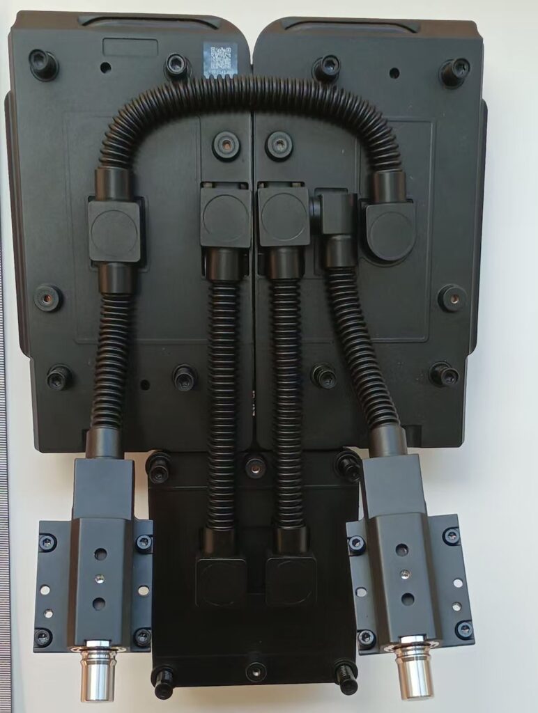 GB200 Cold Plate Assembly with Quick Connectors GB200 form-fit compatible cold plate assembly connected with stainless steel corrugated hoses and quick connectors