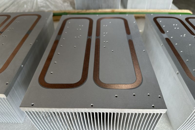 skived fin heat sink with heat pipes 200x200x12